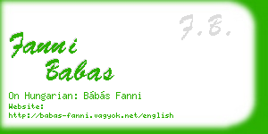 fanni babas business card