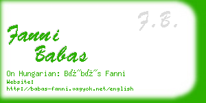 fanni babas business card